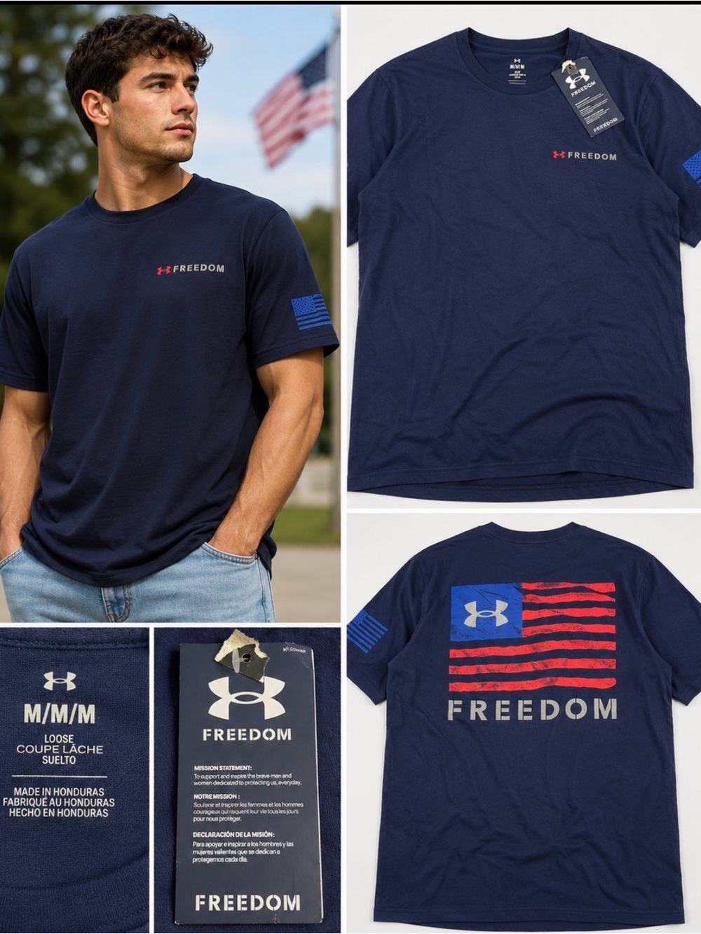 Under Armour Navy & Red Freedom Graphic Short Sleeve Tee